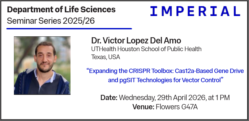 Seminar: Expanding the CRISPR Toolbox: Cas12a-Based Gene Drive and pgSIT Technologies for Vector Control